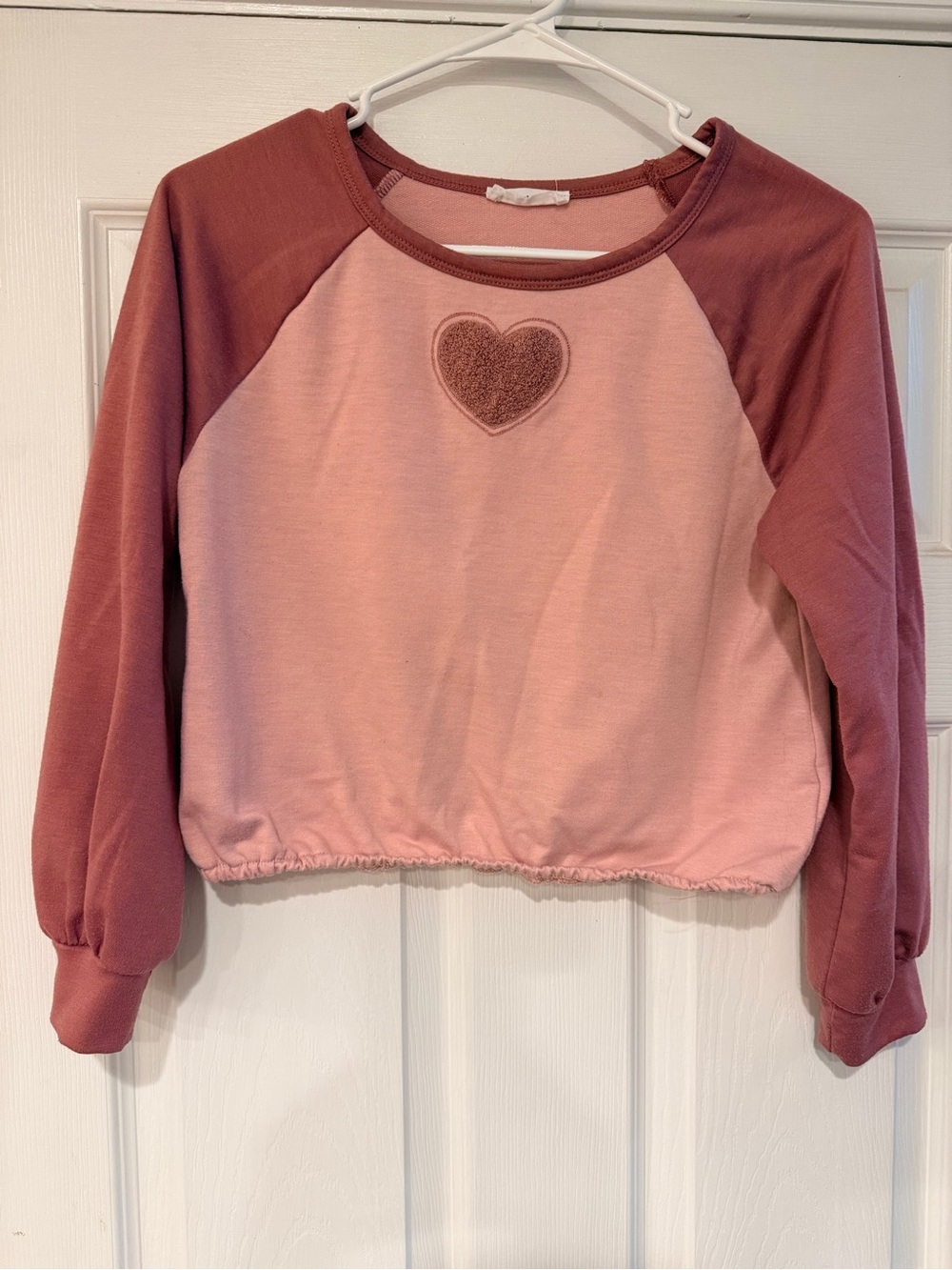 Knitworks Two-Tone Pink Heart Raglan Pullover
